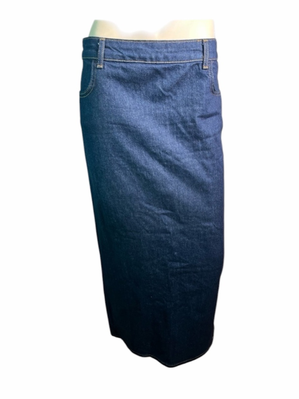 Denim maxi skirt with back slit